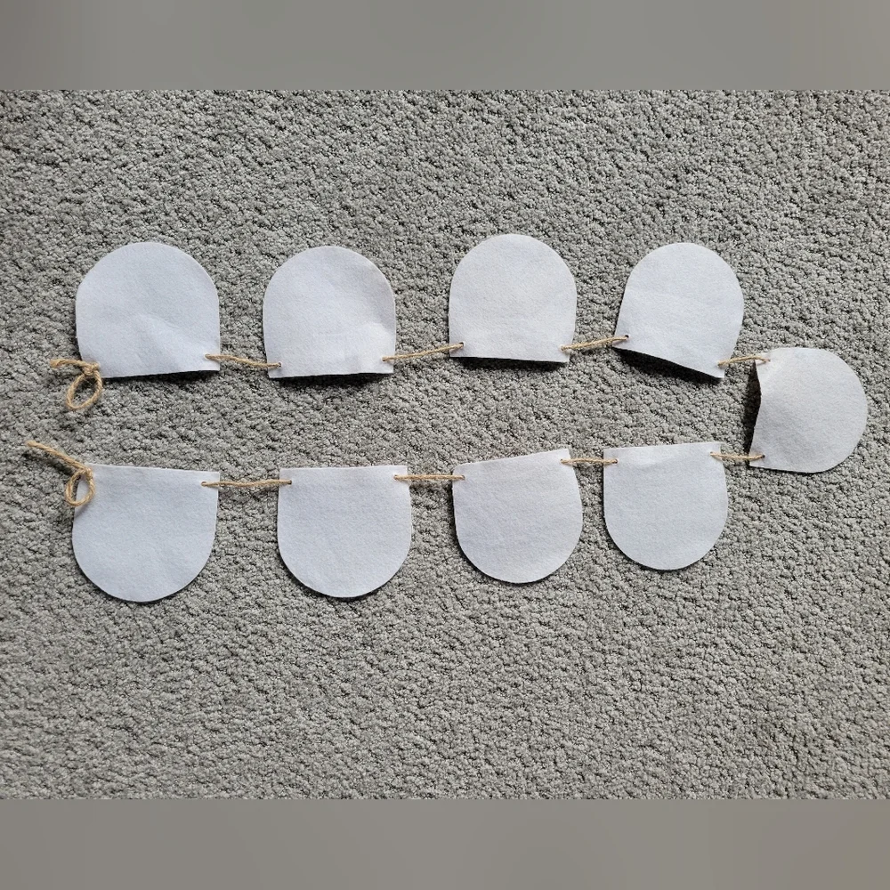 Handmade Scalloped Striped Red & White Fabric Garland Banner
